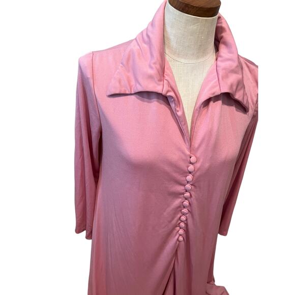 Vintage 70s The Gilberts for Tally New York Elegant Pink Maxi Dress - Picture 4 of 7